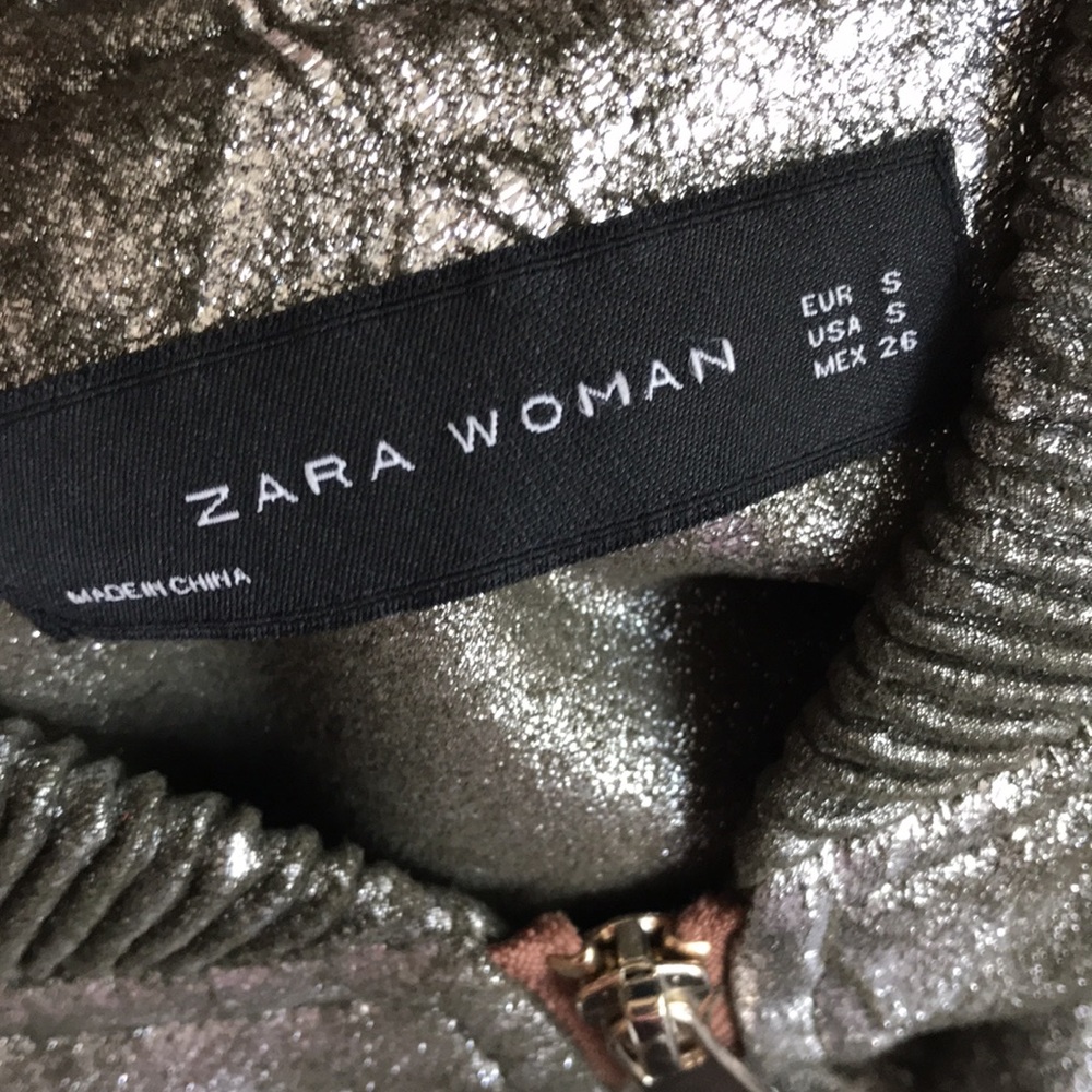 Zara metallic faux suede bomber jacket S - Picture 11 of 13